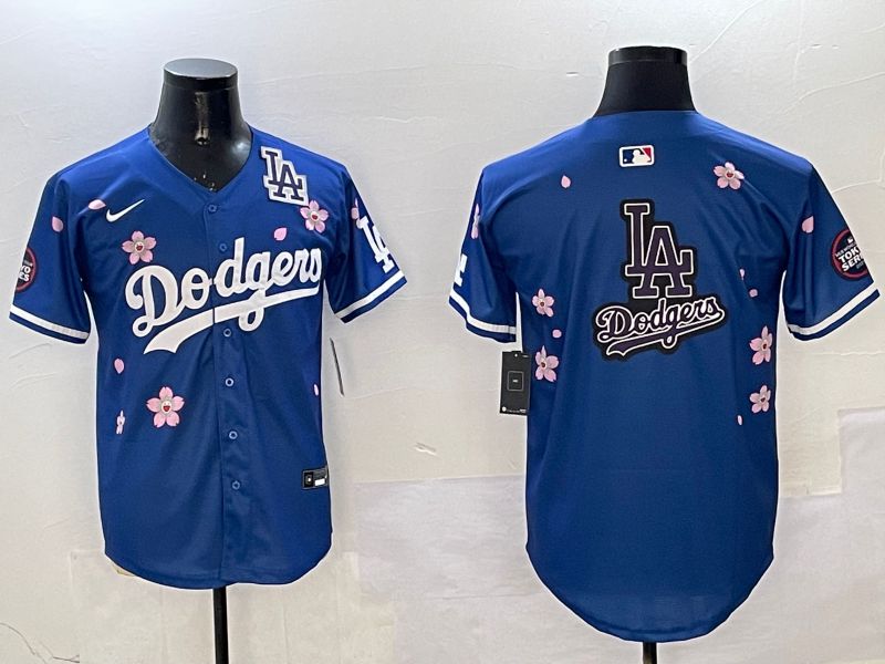 Men Los Angeles Dodgers Blank Blue Sakura Edition 2025 Nike MLB Jersey style 23
